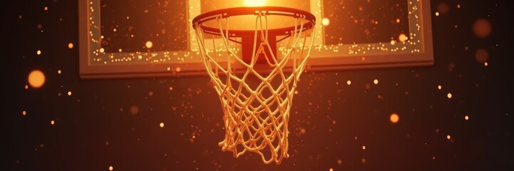Captivating basketball hoop with glowing lights, perfect for sports-themed designs, promotions, or events.