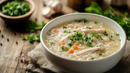 a bowl of chicken porridge