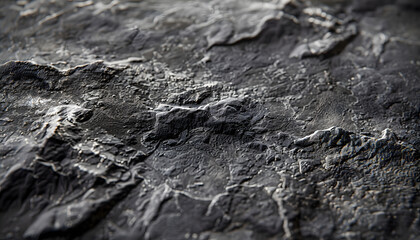 Close-up of a textured black stone surface, showcasing intricate details and patterns.
