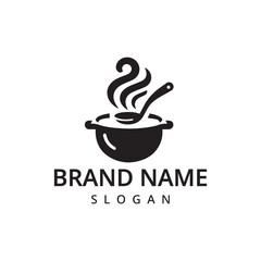 Soup logo, Boiler symbol black silhouette, black cookware illustration on white background.