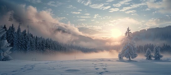Ski Slope Early In The Morning