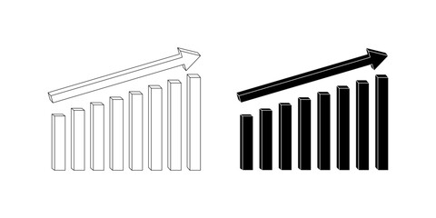 graph bar icon set isolated on white background 