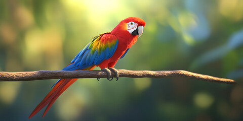 Vibrant parrot perched on branch