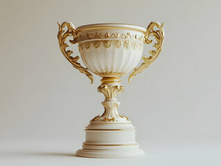 Elegant trophy with intricate design on a white isolated background.