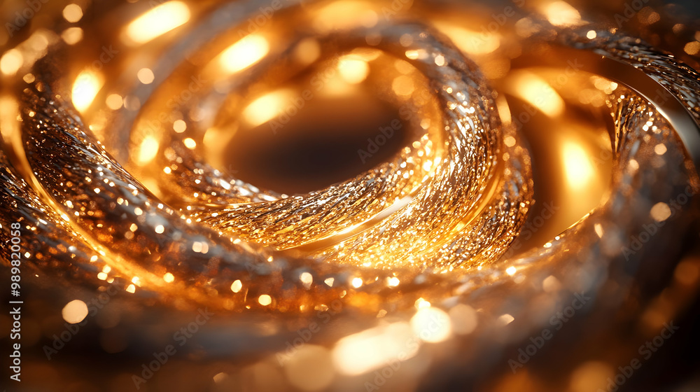 Poster A mesmerizing close-up of shimmering golden spirals, creating a dazzling and dynamic visual effect.