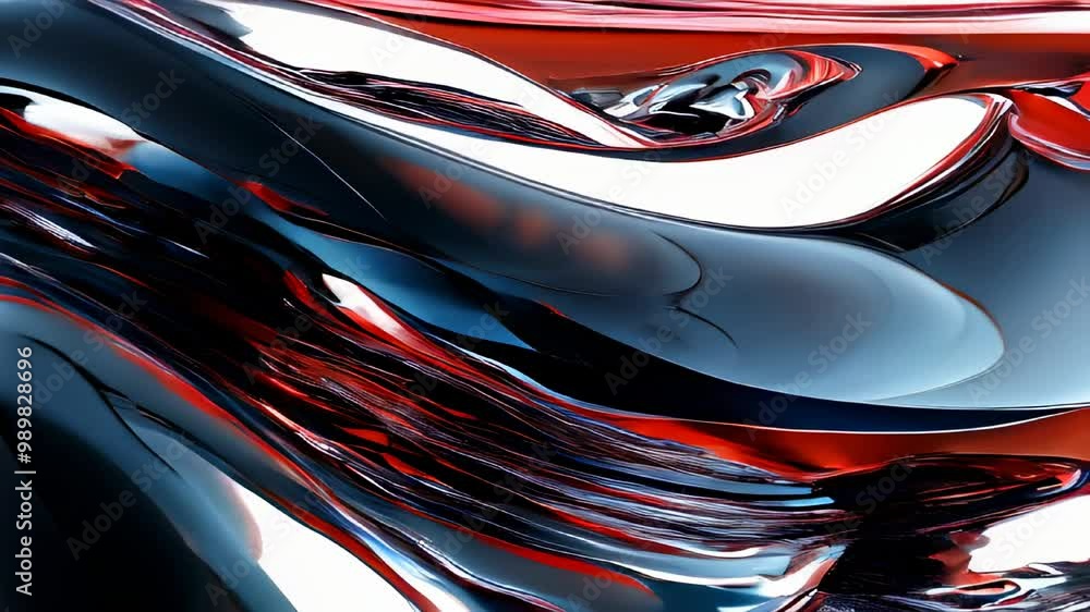 Poster vivid abstract fluid art with swirling red and black patterns on a digital canvas.