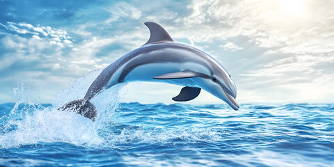 Fototapeta premium Dolphin leaping above water