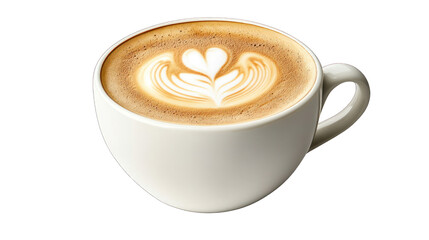 side view of a classic cappuccino cup transparant background