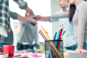 Group of diversity people fist bump holding hands together power of tag team. Teamwork Multiethnic...