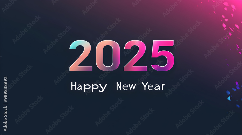 Poster the year 2025 in a simple, thin font with a slight gradient, paired with a clean happy new year text