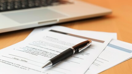 Formal product recall notification letter placed on an office desk alongside a pen and laptop. Automotive,pharmaceutical,electronics,corporate,enterprise,corporation,serious,safety action concept.AI