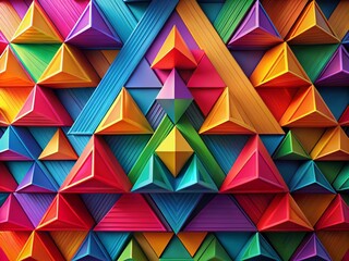 Obraz premium Abstract Composition of Harmonious Triangles in Vibrant Colors for Modern Art and Design Concepts