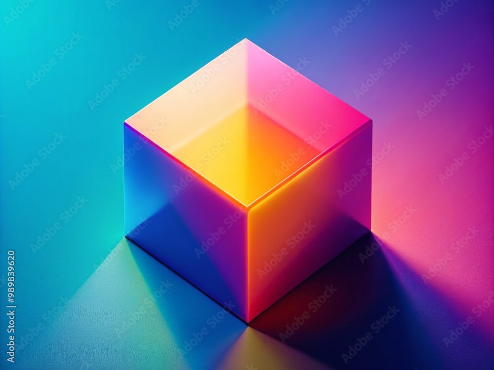 Aufkleber abstract geometric cuboid rectangle with soft shadows and gradient colors for modern design concepts