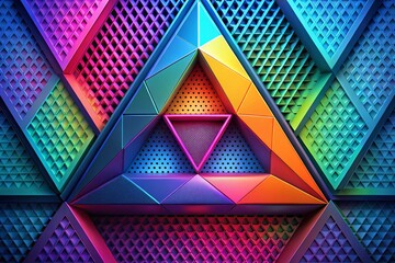 Abstract geometric design featuring a minimalist three dot triangle in a vibrant color scheme