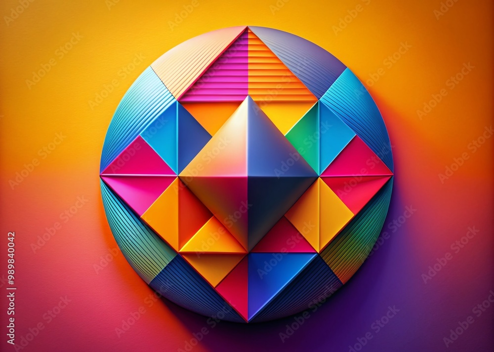 Aufkleber abstract geometric shape featuring an oval triangle design in bold colors and smooth curves