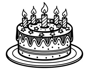 Happy Birthday cake silhouette vector illustration