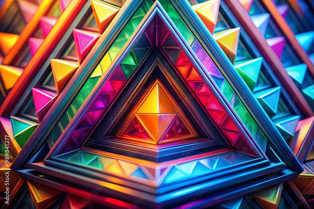 Poster abstract triangle design in vibrant colors creating a dynamic and engaging visual experience