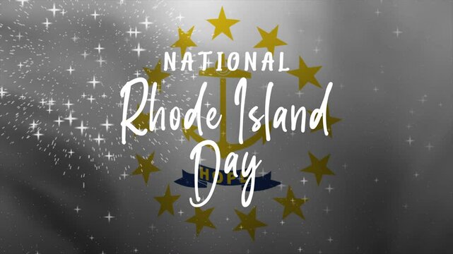 National Rhode Island Day Text Animation with Rhode Island Flag Background. Celebrate National Rhode Island Day on 5th October. Great for celebrating National Rhode Island Day.