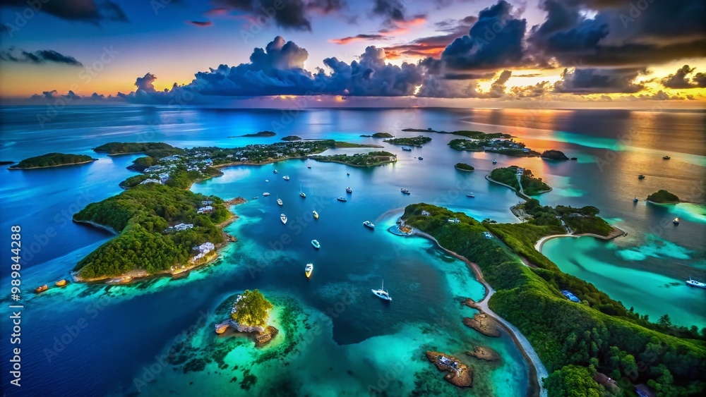 Poster aerial view of the bermuda triangle showcasing ocean waters and mysterious geographical features