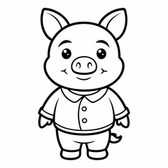 Pig outline with white background, for coloring page