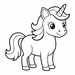 Unicorn outline with white background, for coloring page