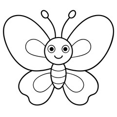 Cute butterfly outline with white background, for coloring page