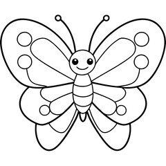 Cute butterfly outline with white background, for coloring page