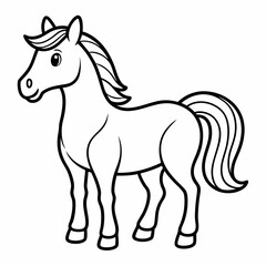 Horse cartoon outline for colouring book 