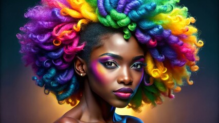 Fototapeta premium Beautiful African American Hair Styles Showcasing Natural Texture and Vibrant Colors in Fashion Trends