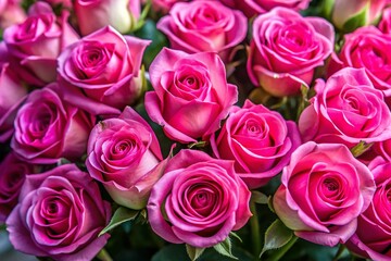 Obraz premium Beautiful Bunch of Pink Roses Freshly Cut in a Soft Focus for Floral Arrangements and Decor