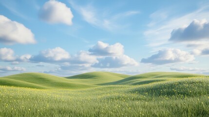 Fototapeta premium A field of grass with a few clouds in the sky