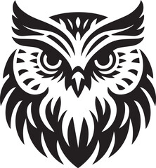 Owl head silhouette simple vector, Owl head logo black and white