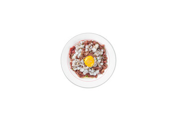 Octopus soup with a transparent background. Photograph of octopus and raw beef png 투명 배경의 낙지탕탕이 낙지와 육회 png 사진