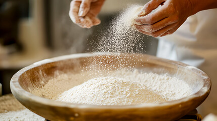Fototapeta premium Sifting Flour for Nutrient-Dense Baking Goods