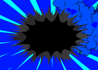 Cartoon Blue and Black background, comic book backdrop. Retro vector comics pop art design.