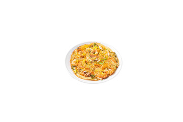 Png photo of seafood pancake with seafood on top of transparent background 투명 배경의 해물이 올라가있는 해물파전의 png 사진