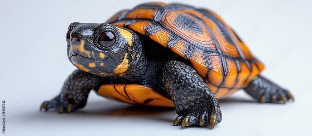 Poster a close-up of a turtle with a yellow shell