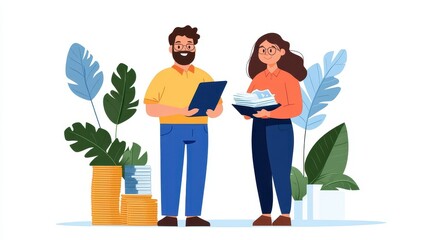 Two people collaborating in an office setting