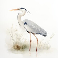 Obraz premium A large bird with a long neck stands in a field of tall grass