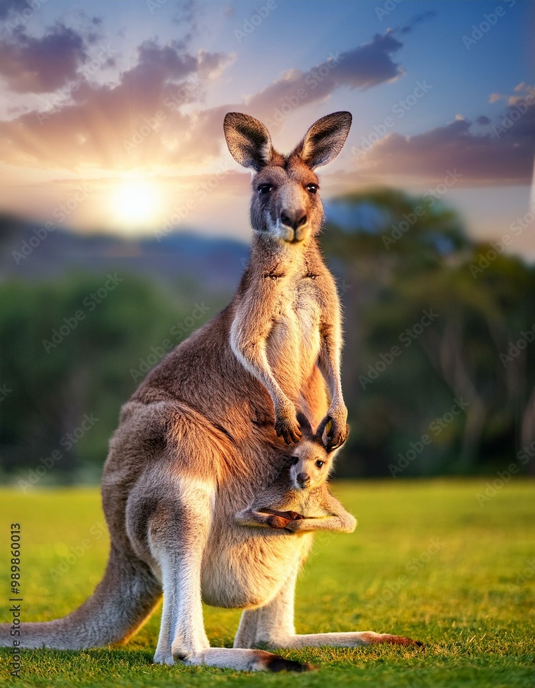 Wall mural kangaroo and baby