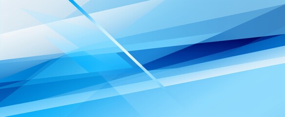 Modern blue and white background featuring vector illustrations of geometric shapes with straight lines in varying blue shades，ideal for covers of presentations or brochures on tech themes. 
