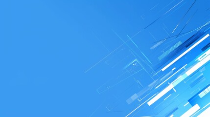  blue technological background featuring geometric shapes in blue and white