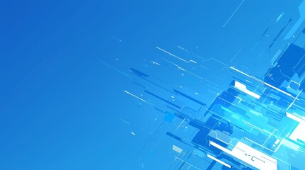  blue technological background featuring geometric shapes in blue and white