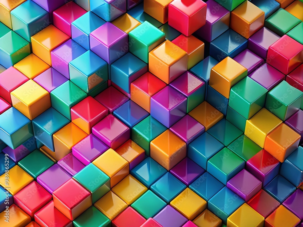 Aufkleber colorful 3d cubes arranged in a dynamic pattern creating a modern abstract background design