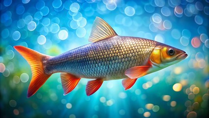 Colorful Barbels on a Freshwater Fish Swimming in Clear Blue Water of a Vibrant Aquatic Habitat