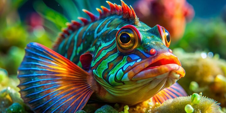 Colorful Fringehead Fish Displaying Unique Characteristics Underwater in its Natural Habitat