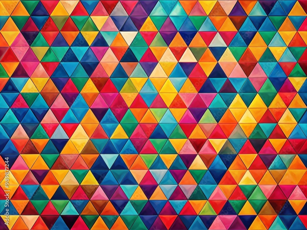 Poster colorful geometric patterns with an afar triangle design showcasing vibrant colors and shapes