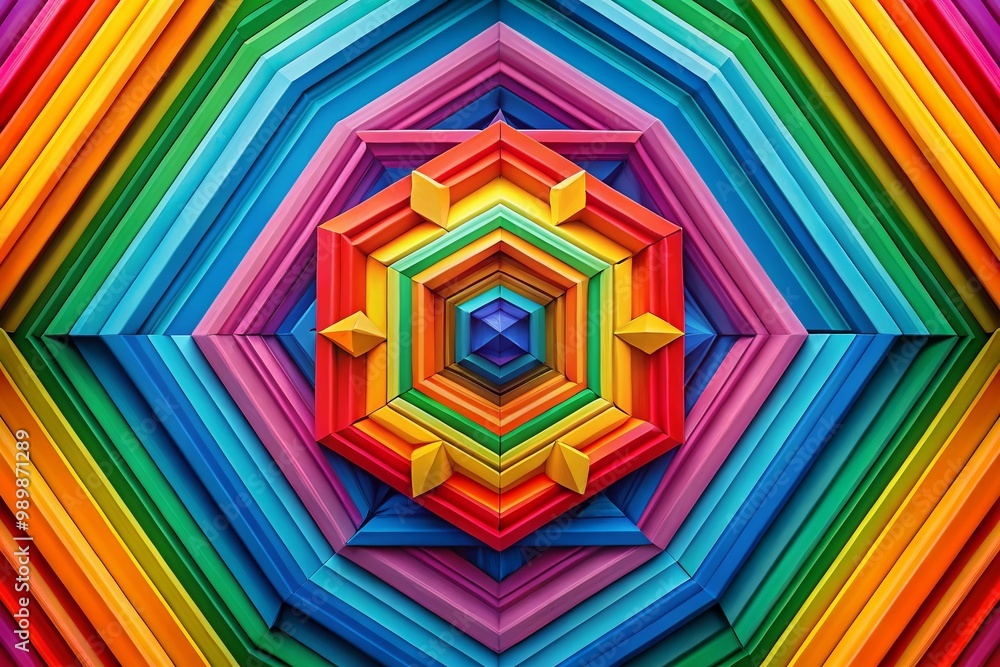 Poster colorful geometric sixangle pattern with vibrant hues creating a modern abstract design element