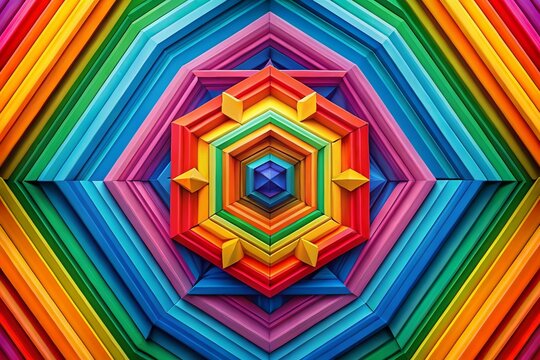 Colorful geometric sixangle pattern with vibrant hues creating a modern abstract design element