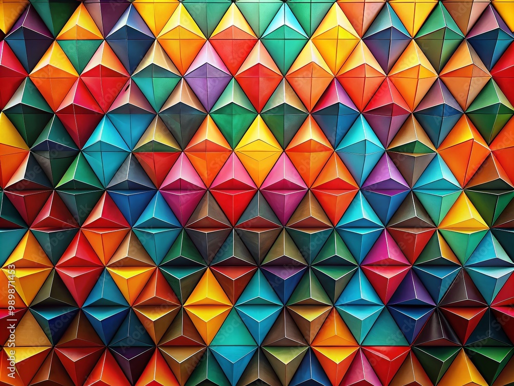 Poster colorful geometric triangles in a modern abstract design showcasing vibrant patterns and shapes